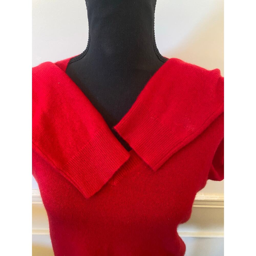 Charter Club Cashmere Bright Red V Neck Women's Sweater Long Sleeve - Picture 4 of 5